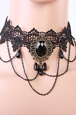 Lolita Jewelry Necklace Gothic Style Women's Black Lolita Accessories Lace Necklace Lace Artificial Gemstones Alloy Halloween Costumes