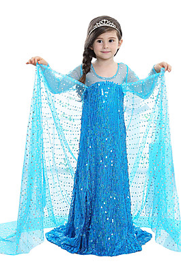 Princess Fairytale Elsa Dress Kid's Dresses Christmas Masquerade Festival / Holiday Halloween Costumes Outfits Blue Sequin Adorable