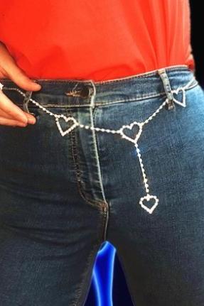 flash drill heart waist chain cute bling bling night club disco belt