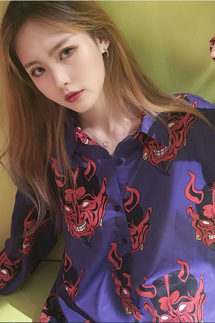 Devil print blouse shirt