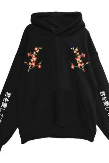 Flower Embroidered Hoddie sweater coat