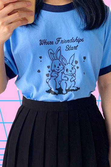 'Where Friendships Start' rabbit t-shirt