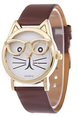 Women's Ladies Wrist Watch,Quartz Cat Quilted PU Leather Casual Watch,Analog Casual Fashion watch