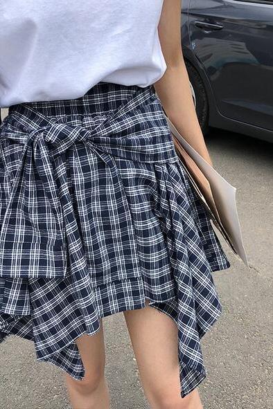 Plaid Shirt Style Skirt