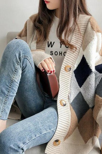 Loose korea style cardigan sweater coat 