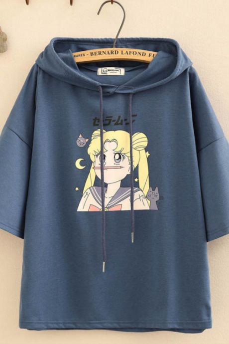 Lovely Sailor Moon print hoodie t-shirt