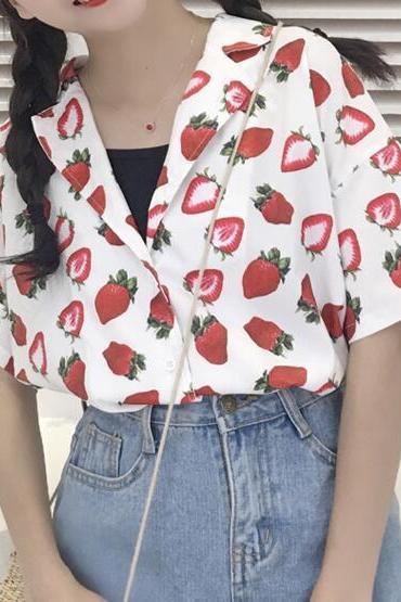Strawberry Printed Short Sleeve t-shirt