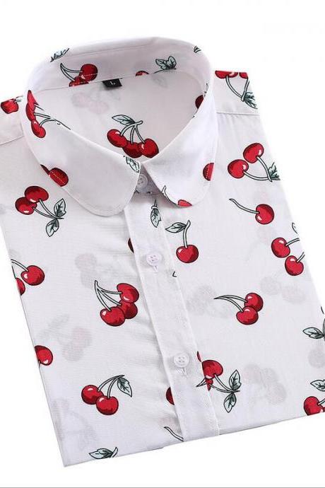 Cherry print blouse shirt 