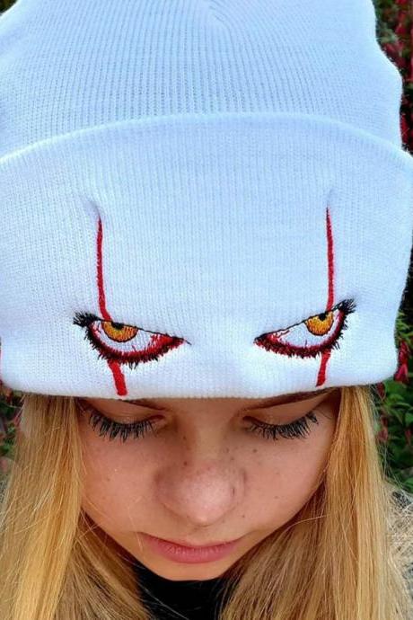 Pennywise scary eyes Knitted cap thermal cap wool cap