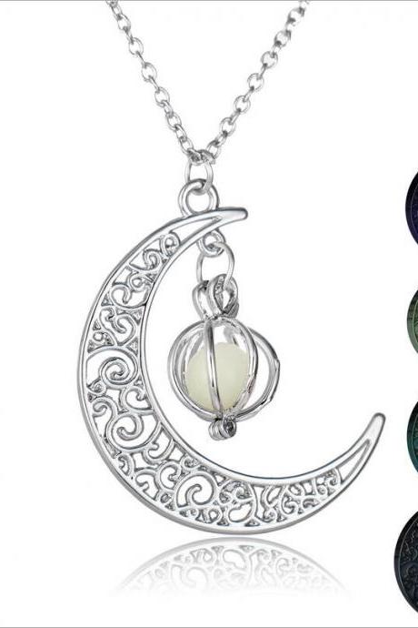 Hot style luminescent moon pumpkin creative pendant necklace