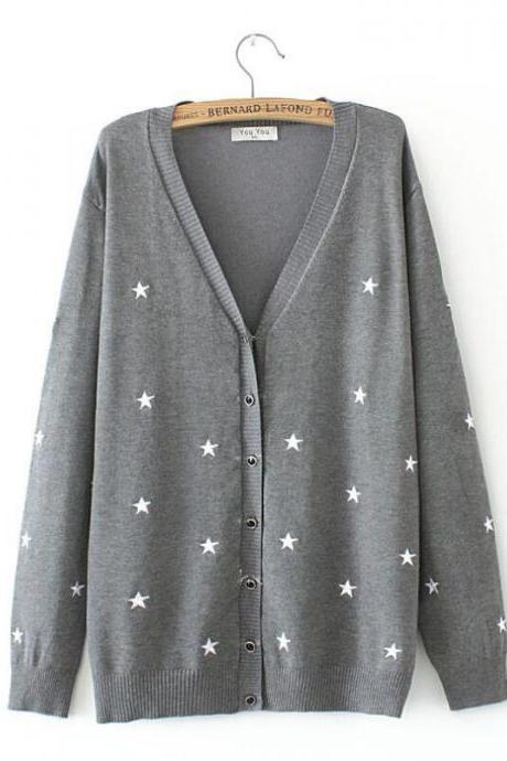 Women's plus size five-pointed star cardigan sweater