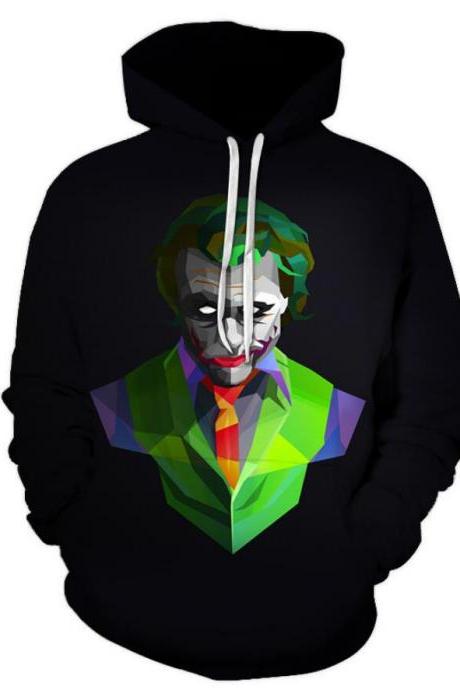 3D Clown pattern loose plus size men's Hoodie sweater