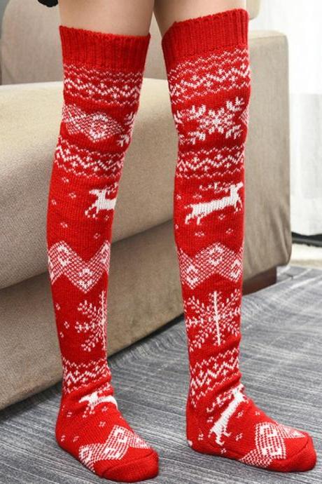 Hot sale Christmas knitted knee socks