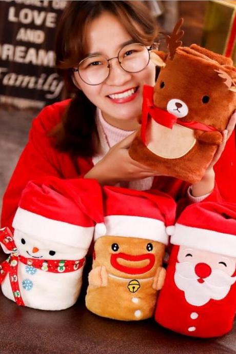 Christmas gift/cartoon Santa Claus snowman flannel air conditioning blanket/children blanket
