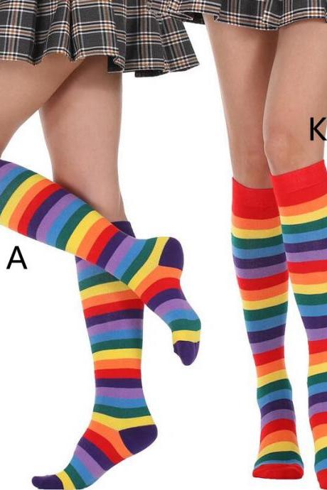 Rainbow striped tube socks