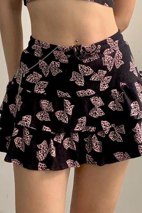 Dark summer sexy butterfly print skirt