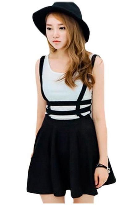 Hollow Out Suspender Skirt