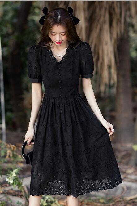 2021 new summer lace mid-length dress 