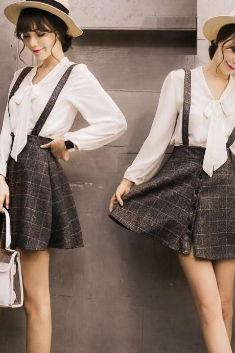 Sweet students grid braces skirt