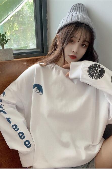2021 new Korean women's long-sleeved pullover sweater 
