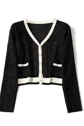 Women's Sweater Solid Color Long Sleeve Sweater Cardigans V Neck cardigan