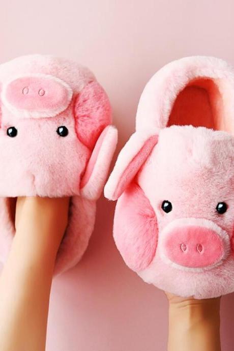 Fuzzy Pig Warm Slippers