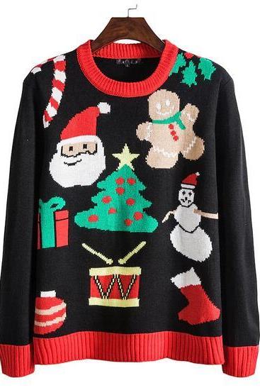 Women's Christmas Sweater Pullover Ugly Sweater Jumper Knitted Snowman Christmas Tree Stylish Casual Long Sleeve Sweater Cardigans Crew Neck Fall Winter sweater