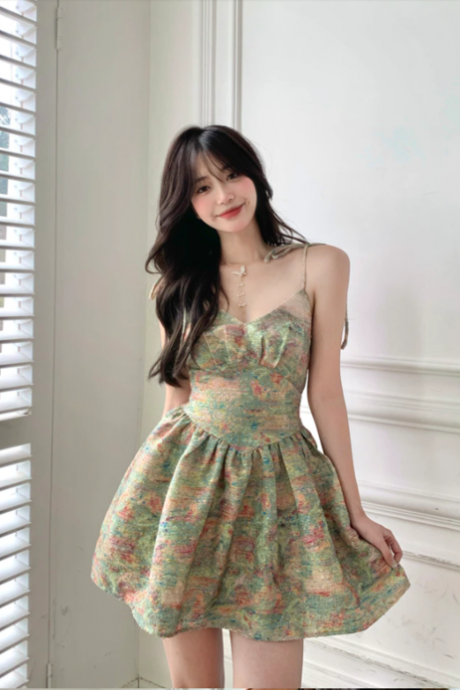 Sexy Floral Printed Women V-Neck dress
