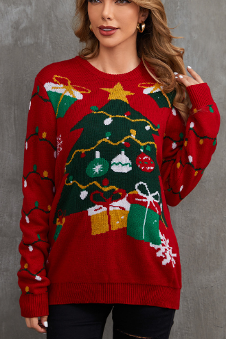 2022 Christmas sweater / winter lazy sweater / crewneck pullover knit sweater