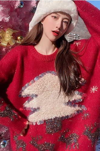 Women&amp;#039;s Christmas And Year Sweaters, Autumn And Winter Korean Version Of The Loose And Lazy Sweater