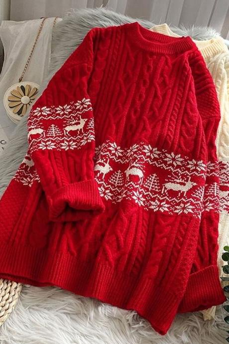 Free shipping Deer Christmas Knit Sweater
