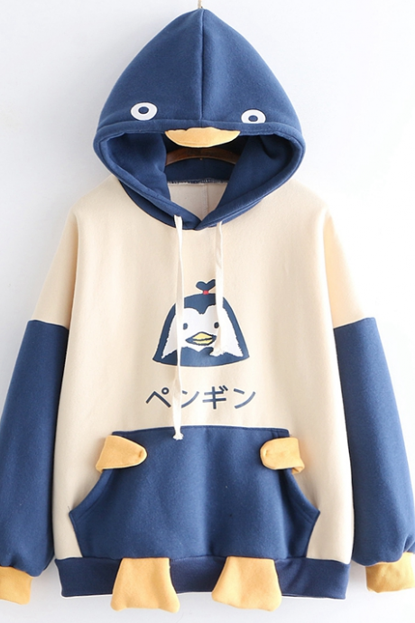 Cute Penguin Pocket Hooded Sweater