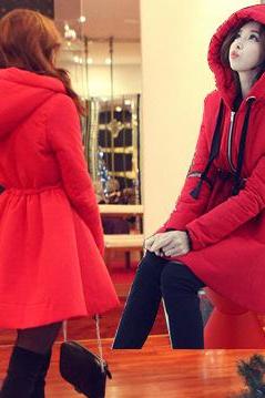 2015 Hot sale Hooded Waist Was Thin Thick Coat