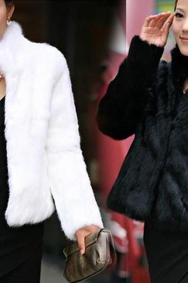 New Women Winter Faux Fox Fur Coat Jacket Outwear Parka Shawl