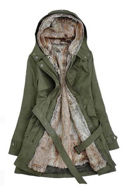 Fleece Thick Faux Fur Hooded Coat