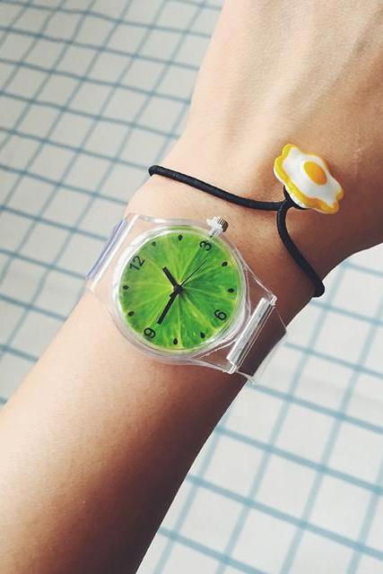 2015 New fashion Watermelon And Lemon Transparent Watch