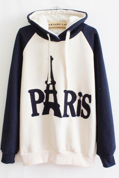 Fashion Paris Tower Letter Hoodie Sweatshirt