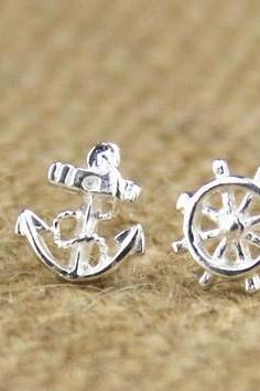 2015 hot sale Sterling Silver Anchor Earring Stud