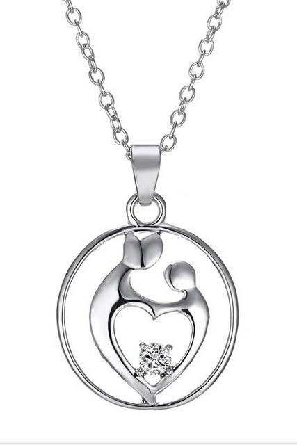 2016 New Mother's Day mom CZ Pendant Necklace