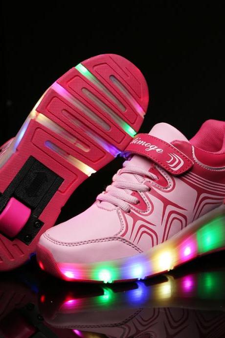 New fashion Children Shoes With Wheel LED Lighted Roller Skates Sport Casual Roller Heelys For Chid And Adult Fashion Kids Flash Sneakers