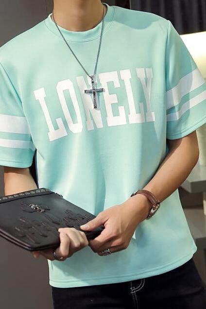 2016 Men's summer Fashion T-shirt with LONELY words