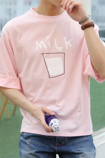 2016 Harajuku style Milk Tee 3D cotton print Men t-shirt