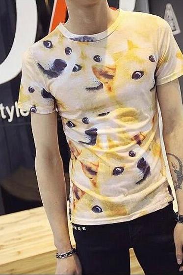 2016 new fashion cute Unisex 3d cartoon dog print short sleeve T-shirt