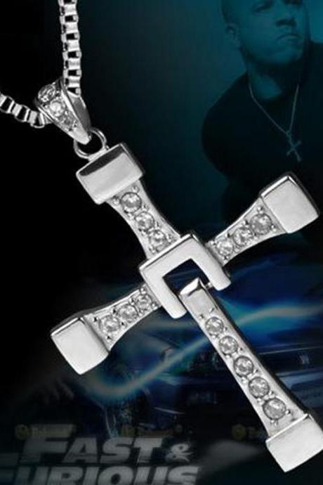 ''Fast and furious''Men 925 sterling silver cross necklace