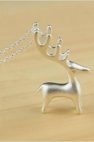 Women's 925 sterling silver deer necklace