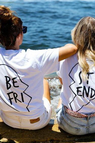 Summer 2016 Best Friend Printed Short Sleeve Punk Rock T-shirts for women