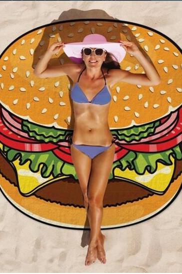 Hamburger 150cm Printed Summer Bath Beach Round Towels