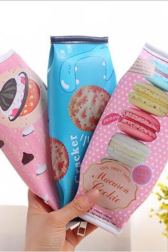 Cute cartoon simulation biscuits students stationery bag pen bag