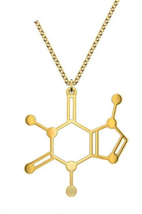 caffeine Molecular structure necklace