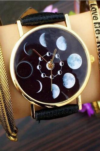 Vintage Style Moon Phase Watch